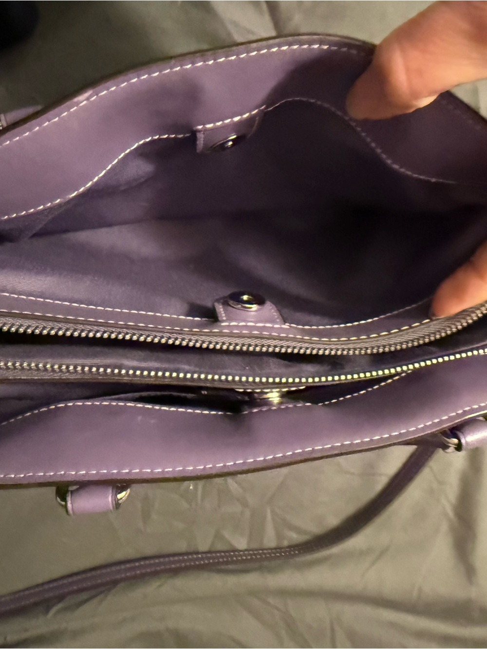 Coach Brown Signature Canvas Satchel with Lavender Trim - Picture 6 of 7